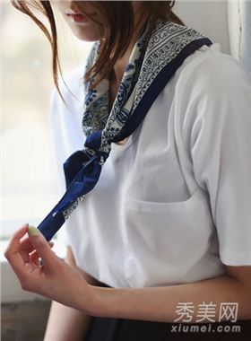 真絲圍巾 青花瓷圍巾 印花圍巾