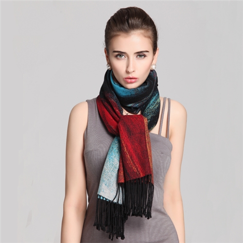 女士油畫藝術披肩