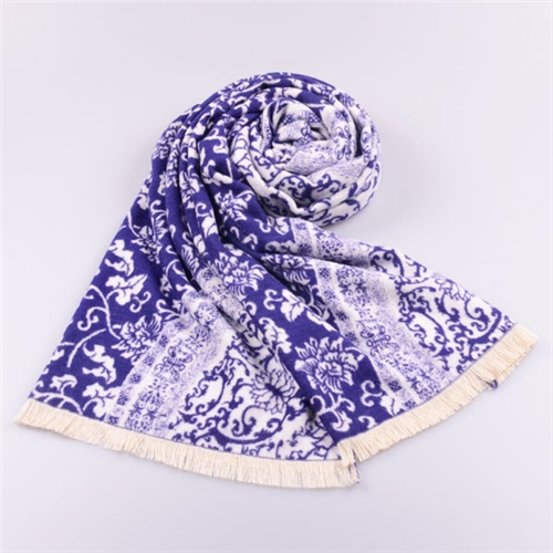 青花瓷流蘇披肩