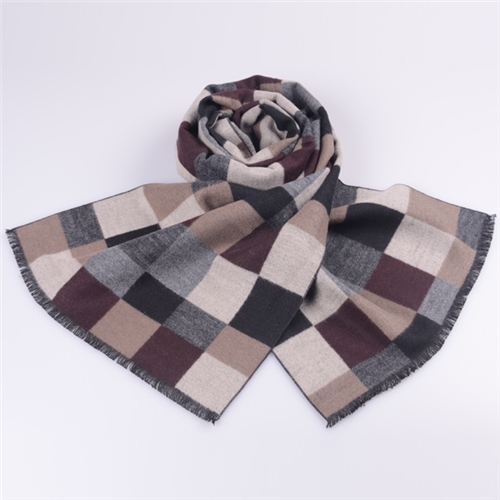 男士格子拉絨圍巾
