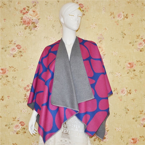 秋冬印花開(kāi)叉披肩