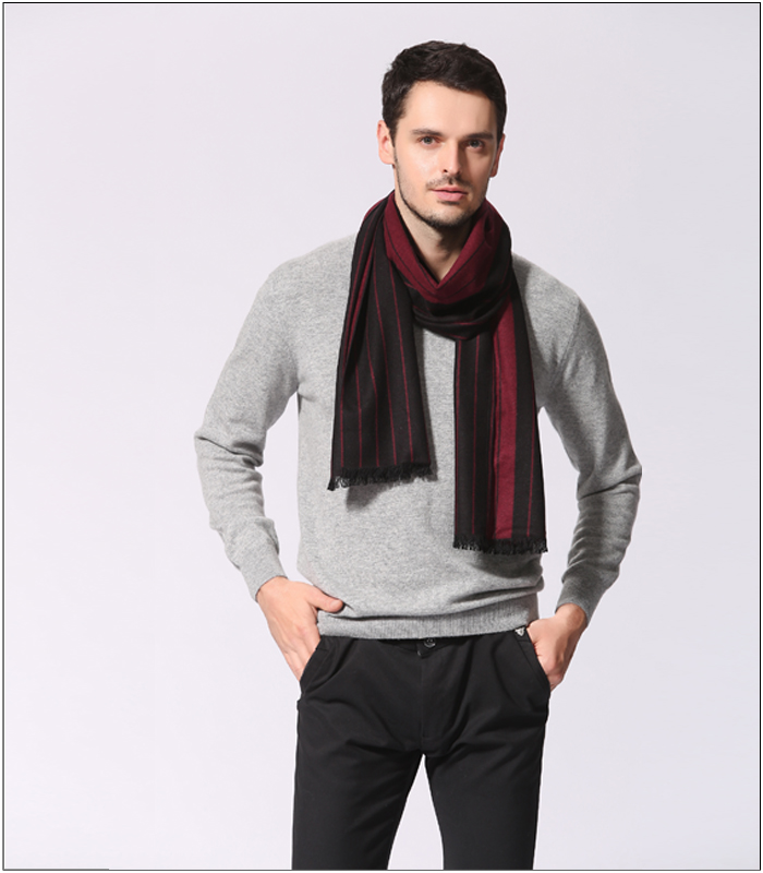 男士條紋圍巾 拉絨圍巾