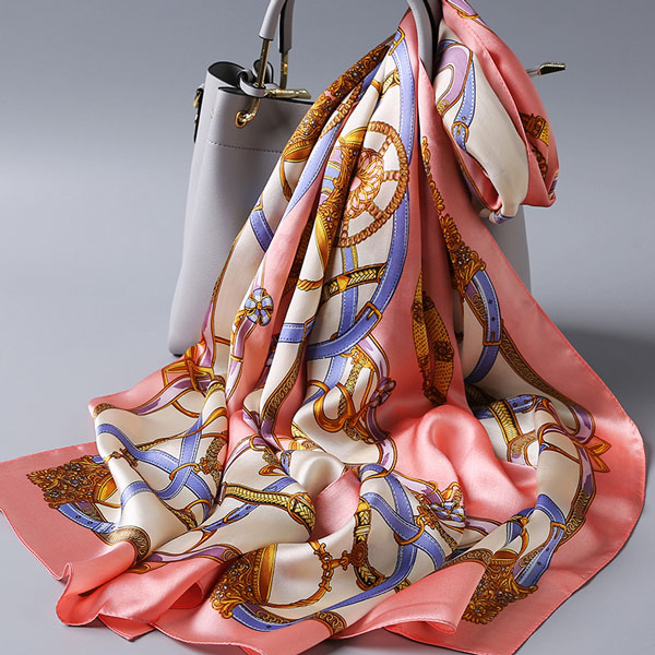 龍翔女士絲巾粉白款